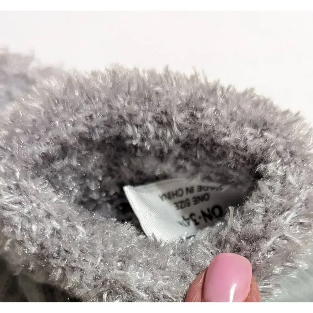 On 34TH Women's Gray Rib-Stitch Fuzzy-Cuff Knit Gloves Macy's, One Size